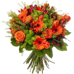 Orange gerberas and roses